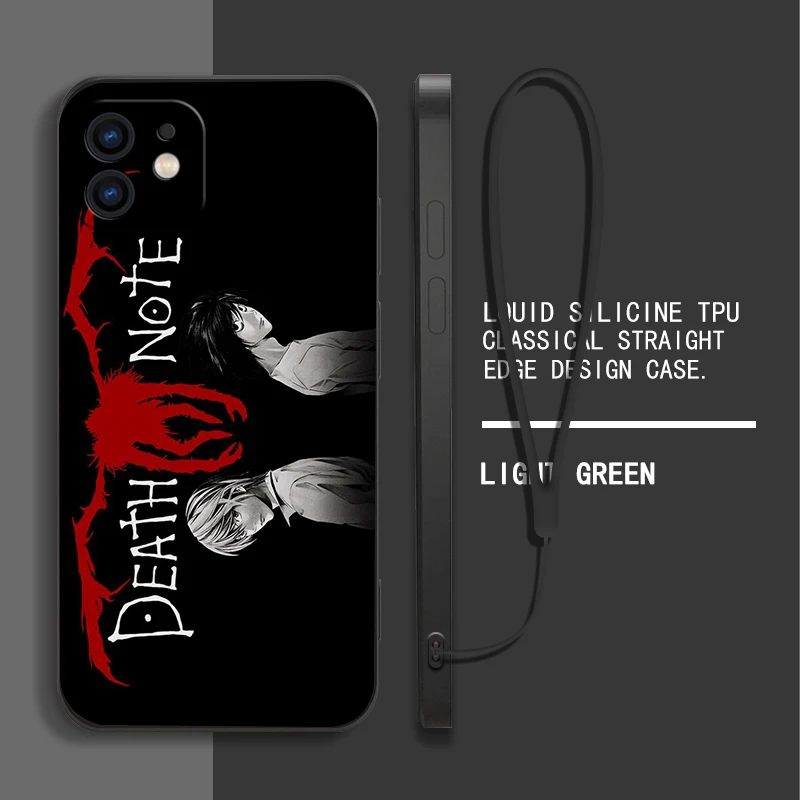 Anime Death Note Phone Case For Samsung Galaxy S23 S22 S21 S20 Ultra Plus FE S10 4G S9 S10E Note 20 10 9 Plus With Lanyard Cover