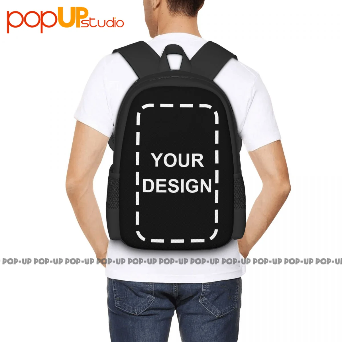 Customize Your Logo / Image / Name Backpack School Bags Black Bookbag Gift