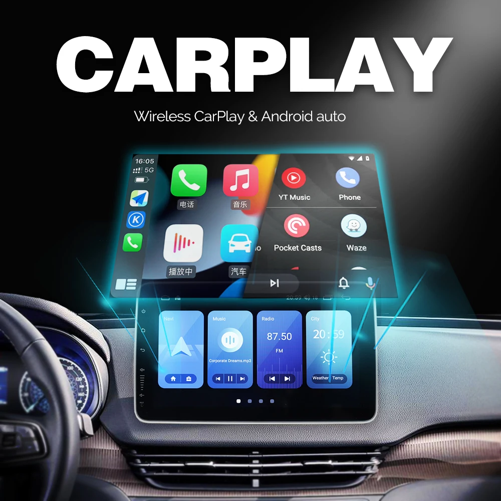 10inch Single Din Car Stereo Touch Screen GPS WiFi Carplay DSP Backup Camera Android 12 Multimedia Player view 6