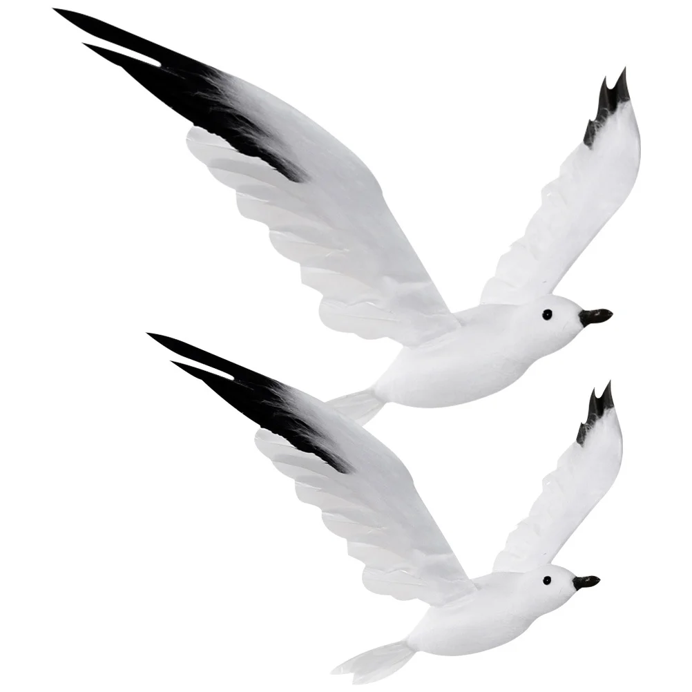 

2Pcs Artificial Seagull Decor Simulation Fly Seagull for Outdoor Indoor Wedding Party Ocean Theme Decoration Hanging Ornaments