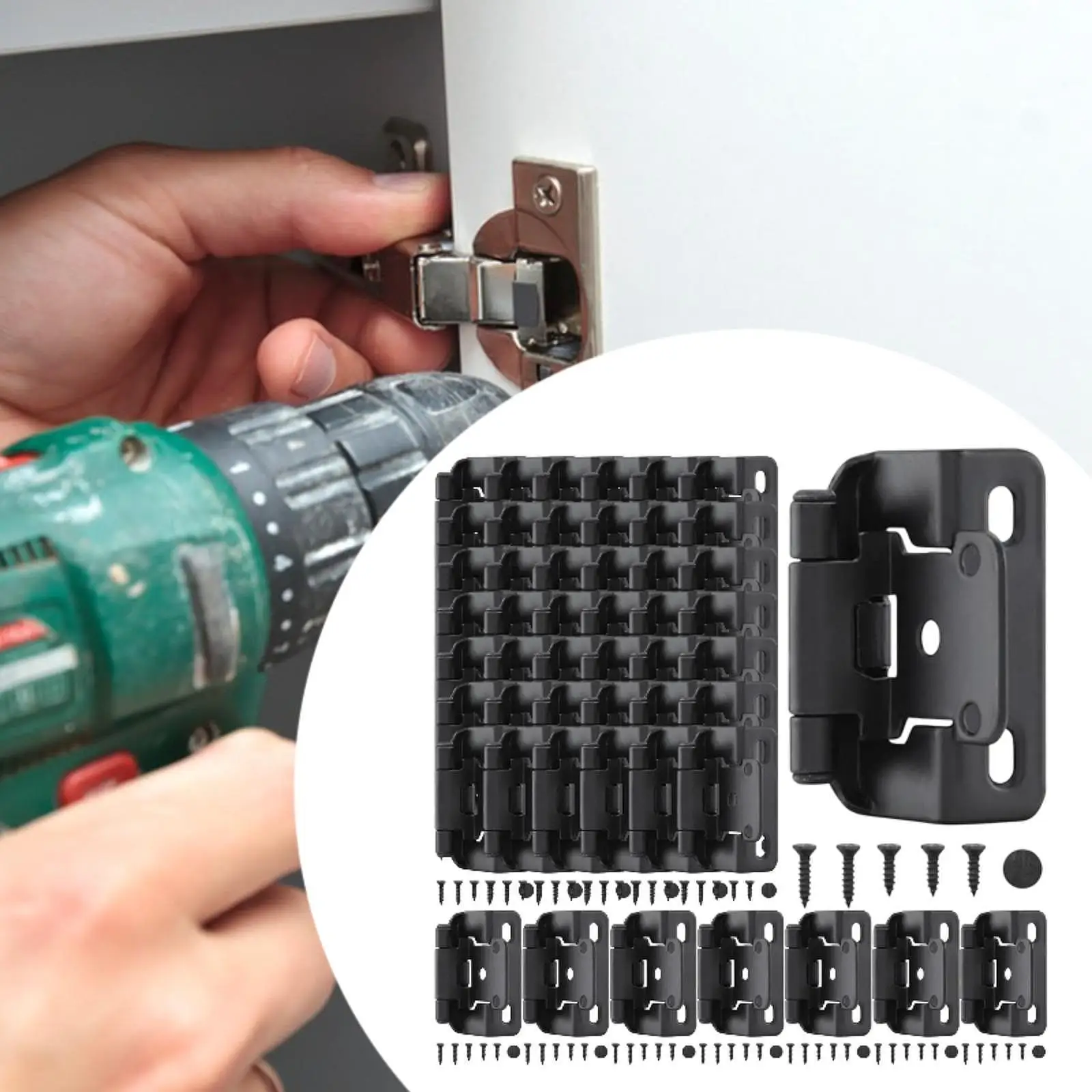 

50Pcs 1/2inch Cabinet Door Hinges Replacement Self Closing Cabinet Hinges Door Hardware for RV Easy to Install Accessories