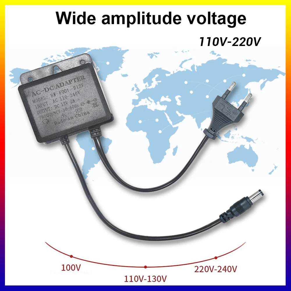 2pcs DC12V 2A EU Plug Power Adapter Waterproof For CCTV Security Surveillance AHD Camera Charger NVR DVR Input AC100V-240V