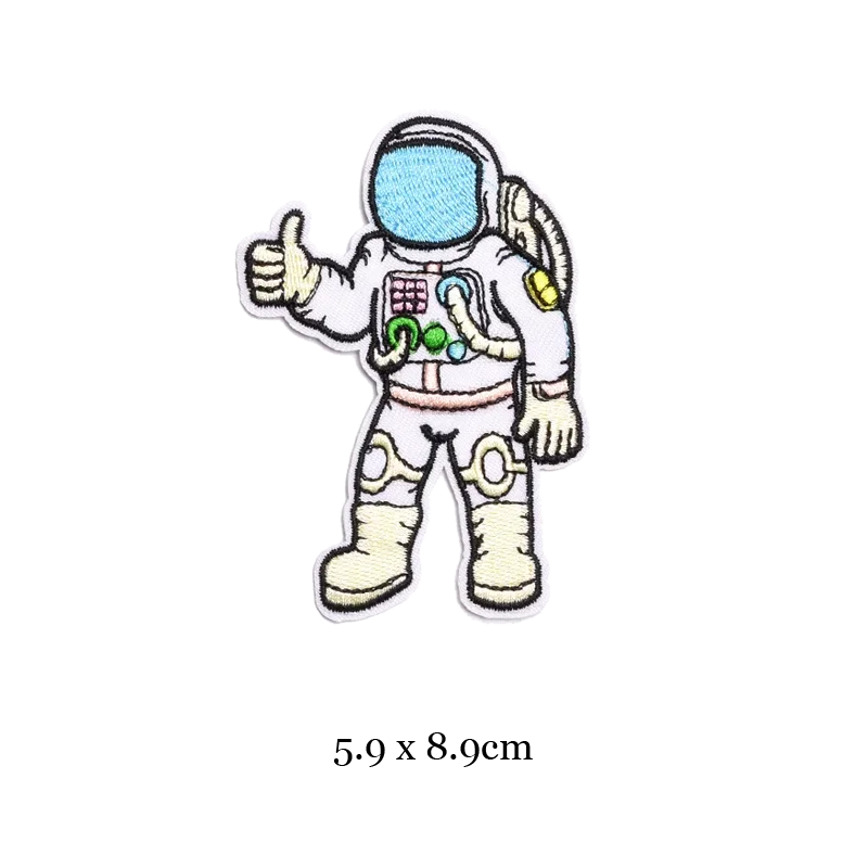 Spaceship Astronaut Planet Alien Iron on Patches for Clothes Embroidered Clothing Patch Heart Moon Sun Applique Stripe Sticker