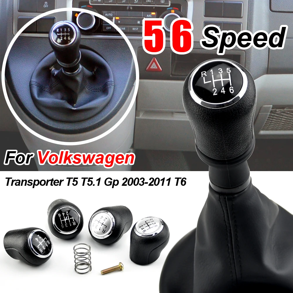 

Gear Stick Shift Knob For VW Volkswagen Transporter T5 T5.1 T6 Gp 2003-2011 Leather Gaiter Boot Cover Car 5 6 Speed