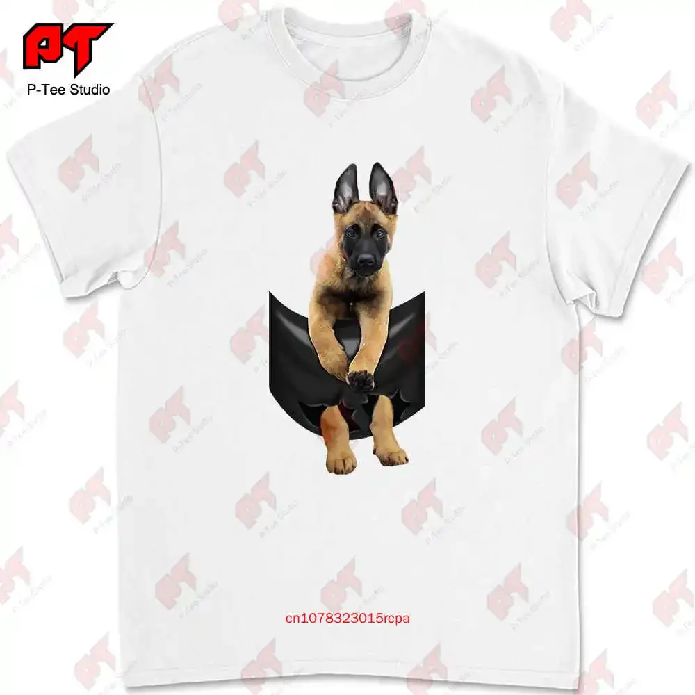 Belgian Malinois Dog In Pocket T-shirt WSDB