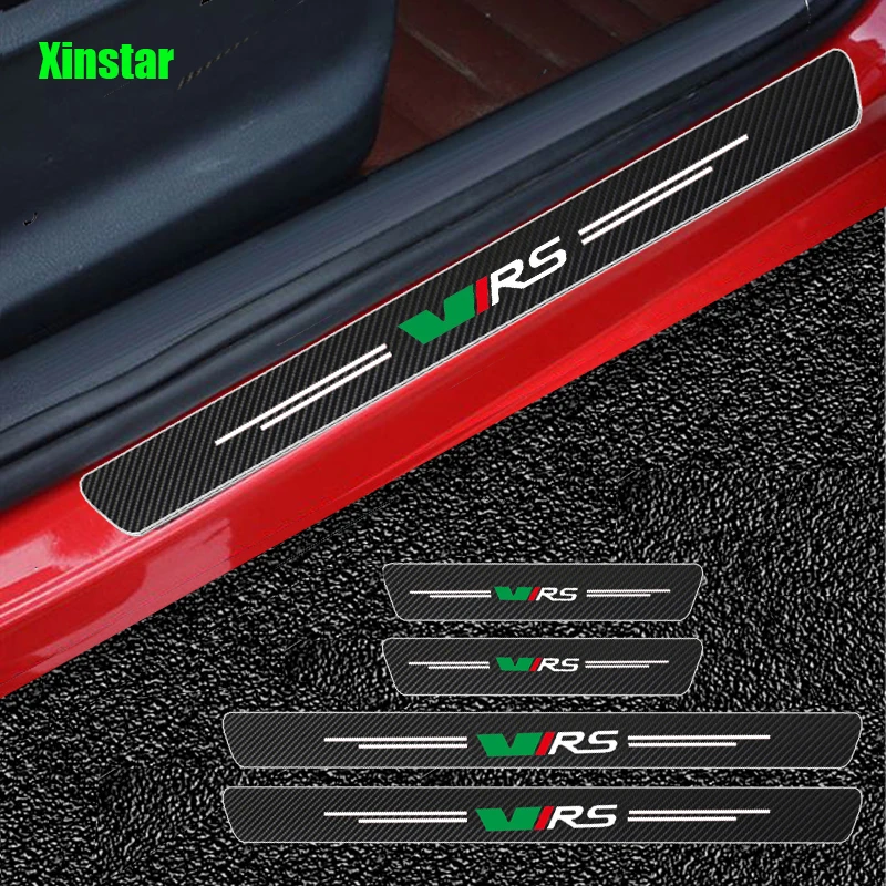 4pcs Carbon Fiber Car Door Sticker For Skoda VRS MK2 Kamiq Fabia Rapid Kodiaq Octavia Superb Scala Karoq Yeti