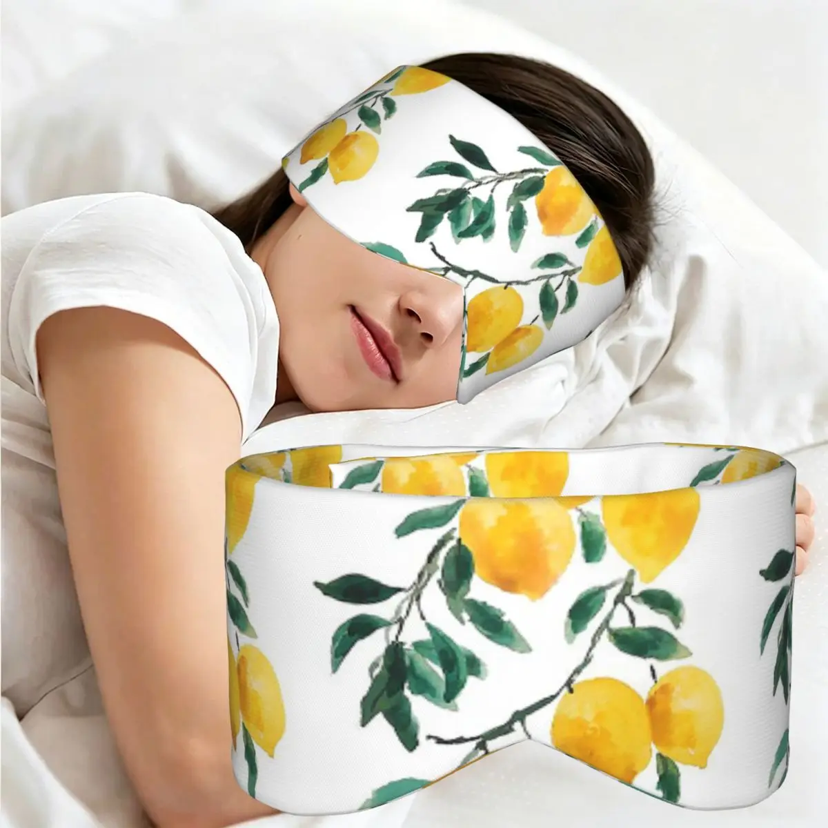 Hand Painted Yellow Lemon Watercol sleep eye mask Light Blocking Portable Eye Cover for Girls Boys Office Nap Eyeshade eyepatch