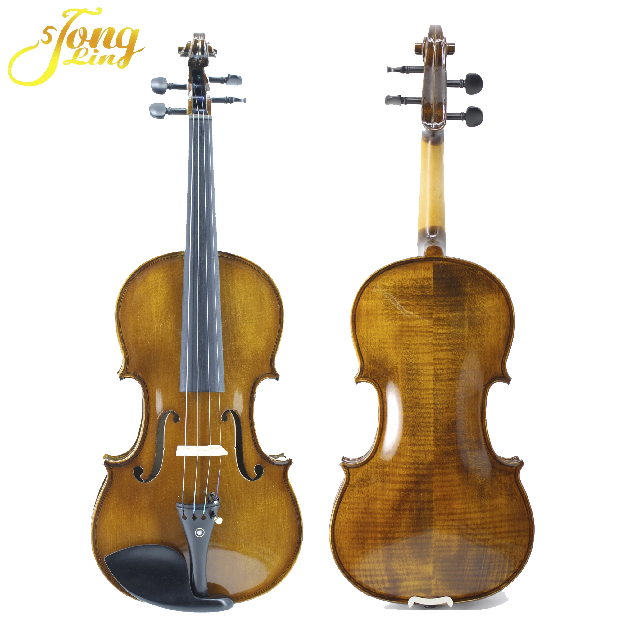 TONGLING Handmade Advanced Violin Flamed Maple Spruce Profession Violin 4/4 Ebony Parts with Bow Case Tuner