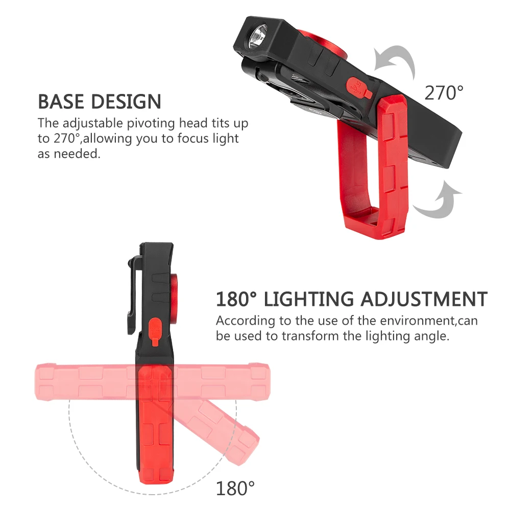 COB LED Work Light USB Charging Flashlight Inspection Lamp Handy Torch Magnetic Portable Lantern With Hook Power Bank Function