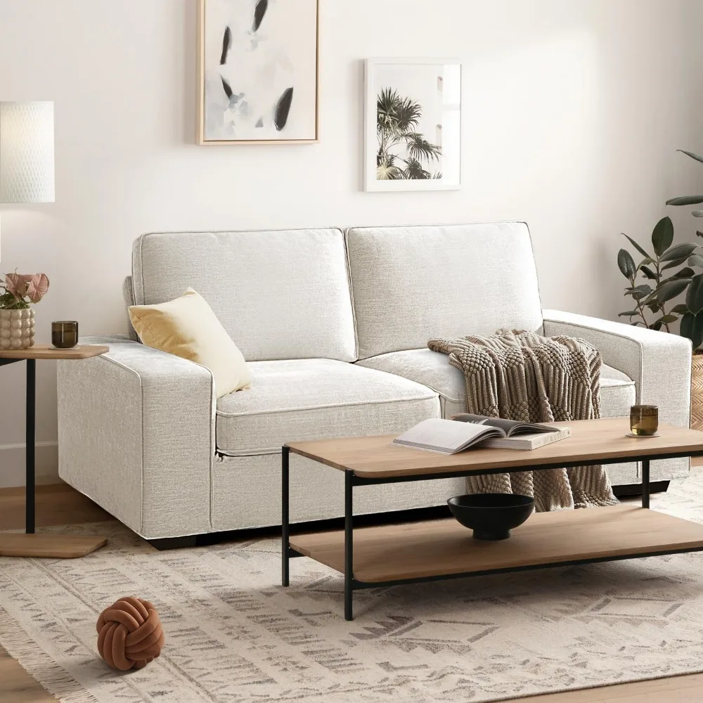 أريكة معاصرة من EASELAND 89 لمساحات المعيشة، أريكة من قماش الشنيل مع مساند للذراعين واسعة، مقعد Loveseat من القطيفة بثلاثة مقاعد مع #5