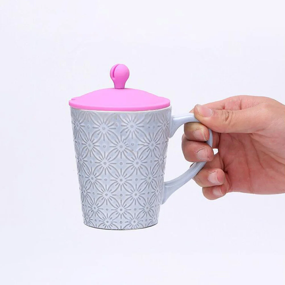 

5pcs Leakproof Silicone With Spoon Gap Reusable Cover For Coffee Tea Mug Food Grade Kitchen Barware Parts Drink Cup Lids