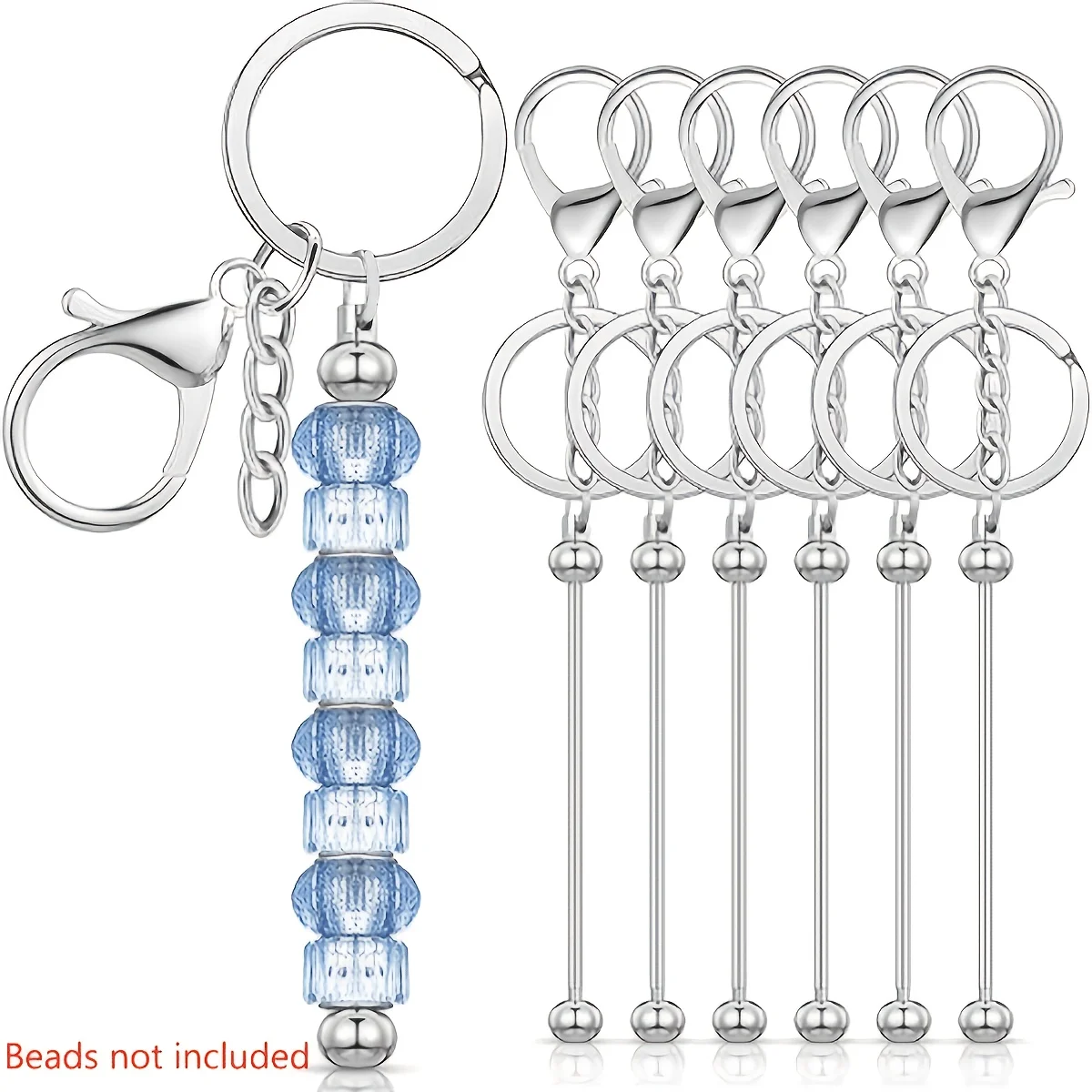 7/15pcs DIY Beaded Keychain Set Multi-Functional Creative Handmade Key Ring Sticks Headless for Gift-Making