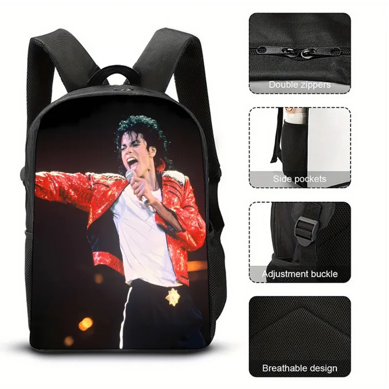 Michael Jackson Backpacks The King of Pop MJ Derivative Merchandise Schoolbag Women Men Portable Large Capacity Schoolbag Gifts image 6