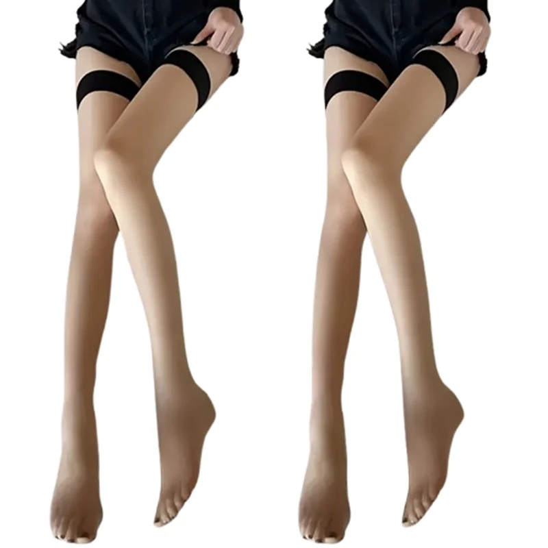 1-Pair Pack: Women's Summer Sheer Over-the-Knee/Thigh-High Stockings – Black with Color-Block Detail (Thin Style)