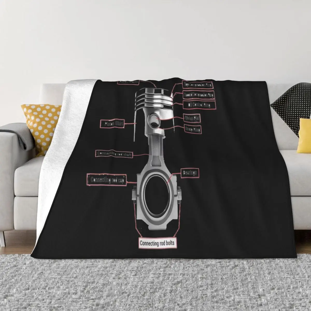 Piston Anatomy Mechanic Car Garage Grease Monkey Cotton T Summer Anime Design Middle Aged Splicing Throw Blanket