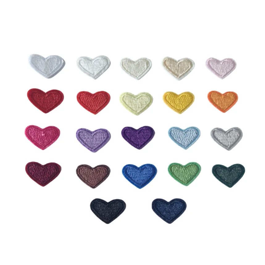 10 Uds. De parches bordados de corazones de 2,2x1,5 cm, planchado en ropa, sombrero, bolsa, Material de reparación de zapatos, caja de regalo para teléfono, decoración, accesorio DIY