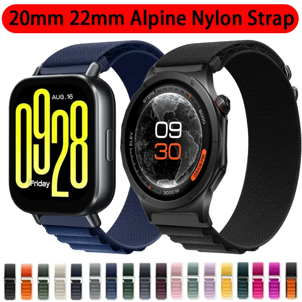 20mm 22mm Alpine Sports Nylon-Schlaufenarmband für Redmi Watch 5 Active 5 Lite Armband für Oneplus Watch 4 3 2 2R Lite Handgelenksband