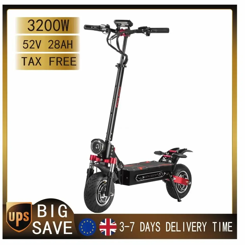 

BOYUEDA Q7 Pro Max Scooter eléctrico 52V 28AH 3200W 10 neumáticos 110Km de alcance frenos de disco duales