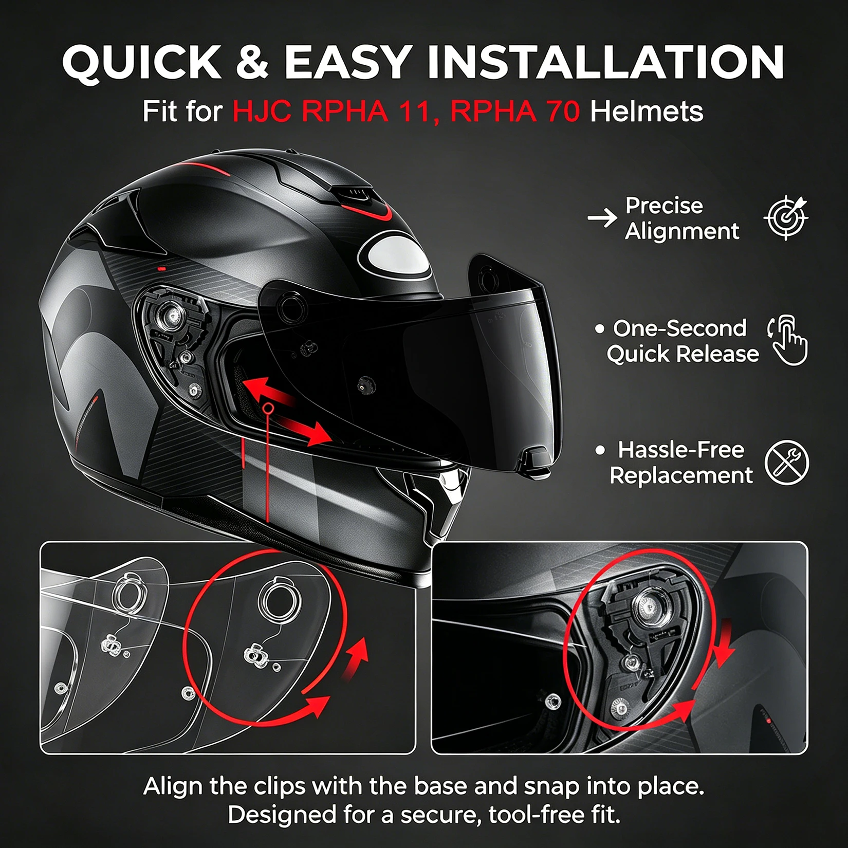 Motorcycle Helmet Visor for HJC RPHA 11  RPHA 70 HJ-26 Replacement Shield UV Protection Anti-Scratch Face Shield