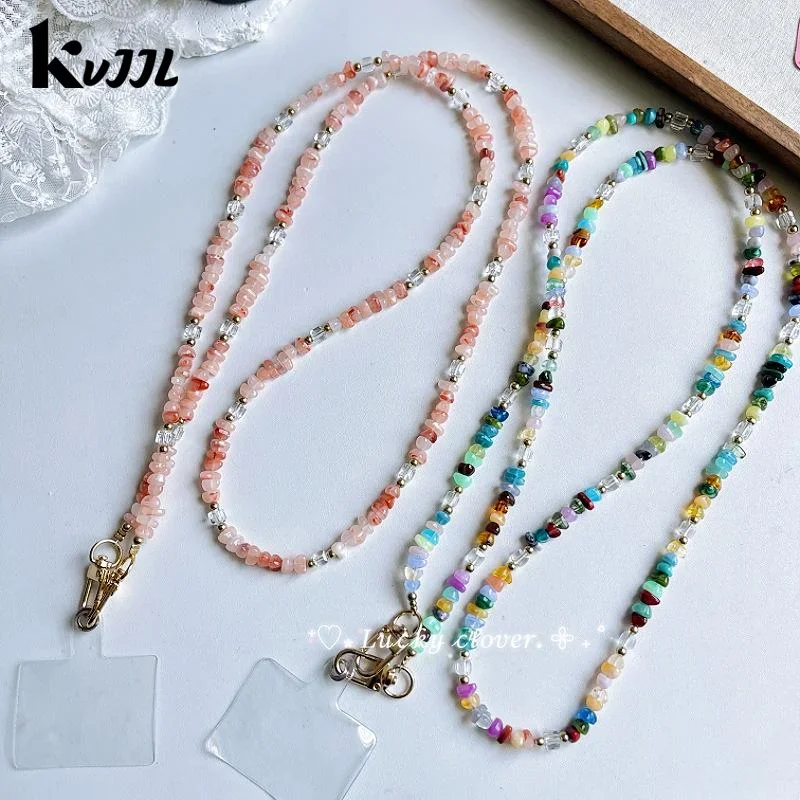 1 قطعة DIY اكسسوارات أنيق لطيف حجر جوهرة الهاتف المحمول Crossbody الأشرطة الحبل الخرز سلسلة للهاتف 15 14 13 12 11 برو ماكس #5