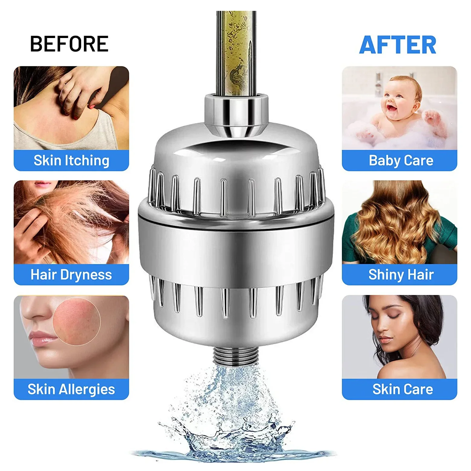 15 Stages Shower Water Filter High Output Revitalizing Shower Filter Remove Chlorine Fluoride Heavy Metals Filtered Showers Head