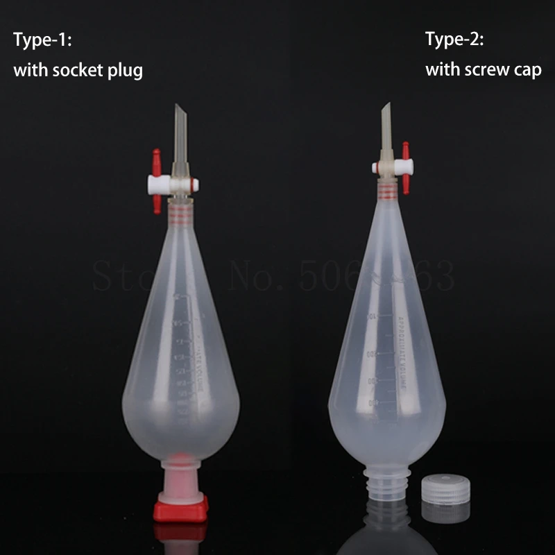 1pc Lab 125ml-1000ml Pear-shaped Plastic Separatory Funnel Acid-resisting Alkali-resisti Laboratory Supplies