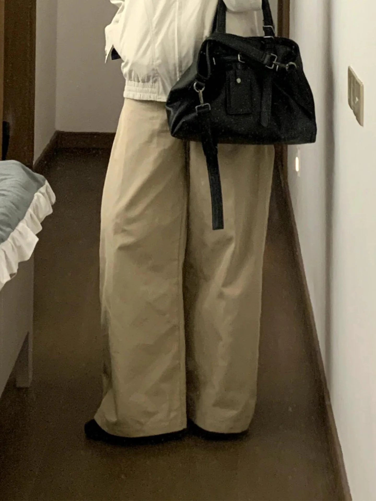 

Washed Khaki Wide Leg Jeans Women's High Street Vintage Slimming Summer New Style Straight Cut High Waist Denim Pants