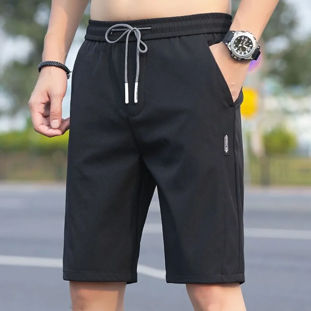 Invisible Open Crotch Outdoor Sex Men\'s Shorts Summer Quick Drying Ultra Thin Drawstring Short Pants Fashion Casual Trousers