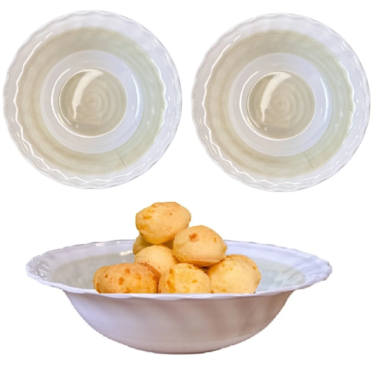 2 Round Wave Bowl 800ml in Melamine For Desserts