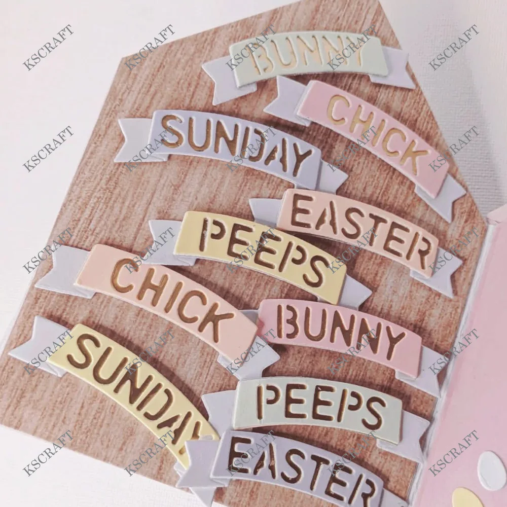 KSCRAFT Easter Banner Cutting Dies Stencils for DIY Scrapbooking Decorative Embossing DIY Paper Cards