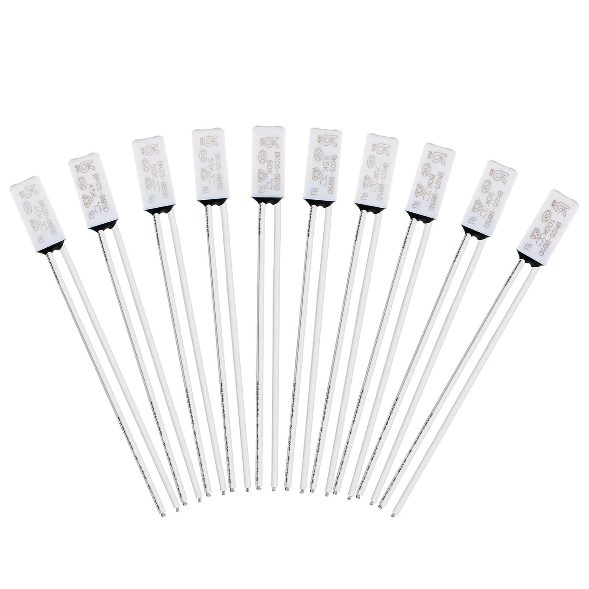 10pcs KSD9700 250V 5A Thermostat Normally Open 40-100°C N.O Temperature Control Switch Assortment Kit Thermal Protector
