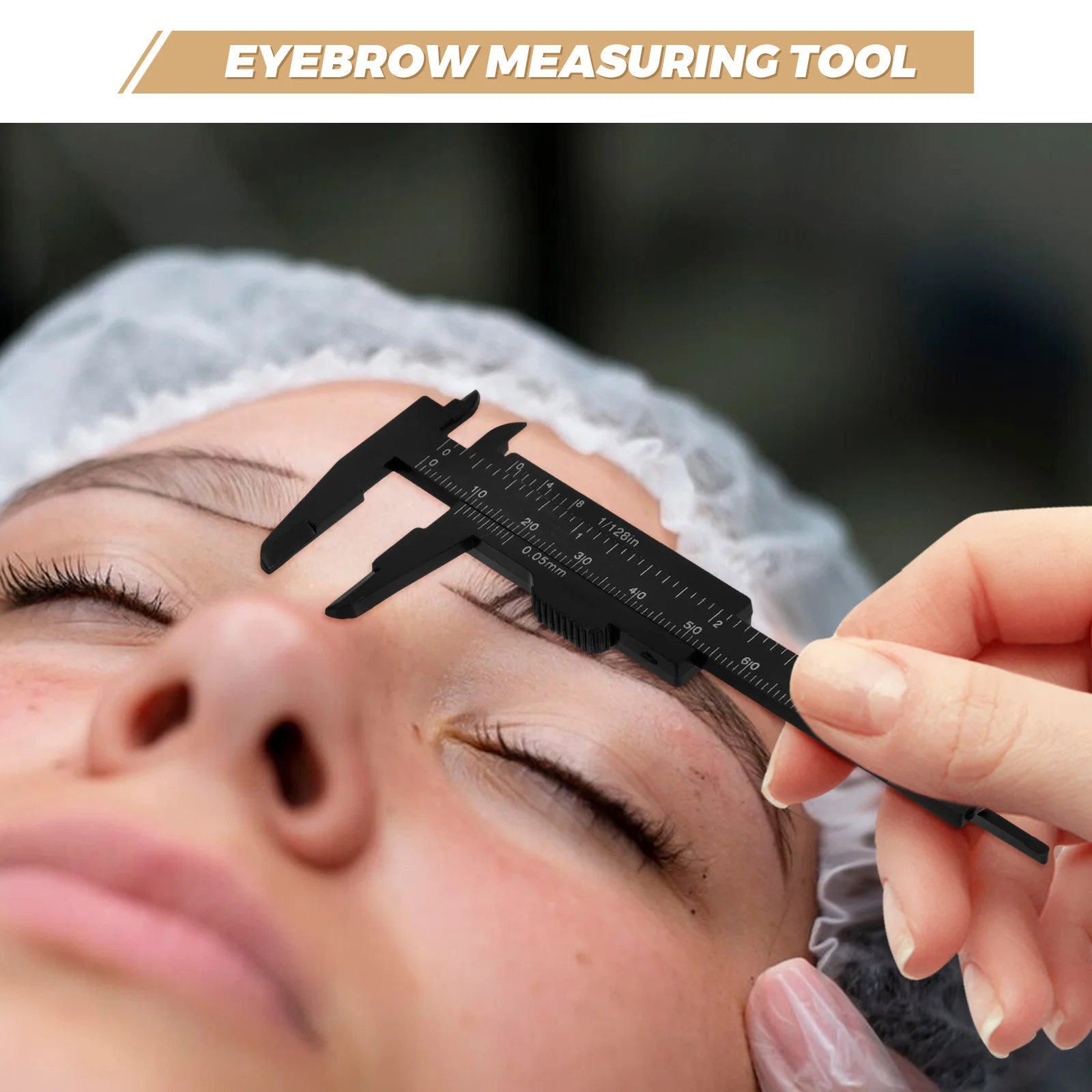 10 قطعة مسطرة قياس تباعد الحاجب الفرجار البلاستيكي لأداة ماكياج المحمولة انزلاق حاكم أدوات قياس قياس الحاجب #6