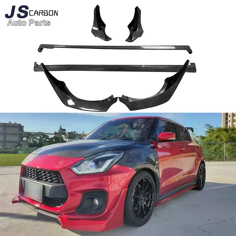 For Suzuki Swift ZC33S 2018-2024 Carbon Fiber Front Bumper Wrap fender Rear Bumper Wrap Bumper Strip Side Skirt Upgrade Body Kit