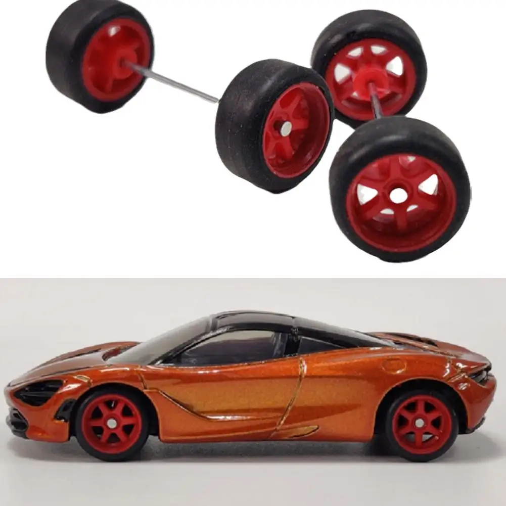 1:64 Scale Wheels for Hot Wheels Rubber Tire Model Car Modified Parts Racing Vehicle Toys For Hotwheels