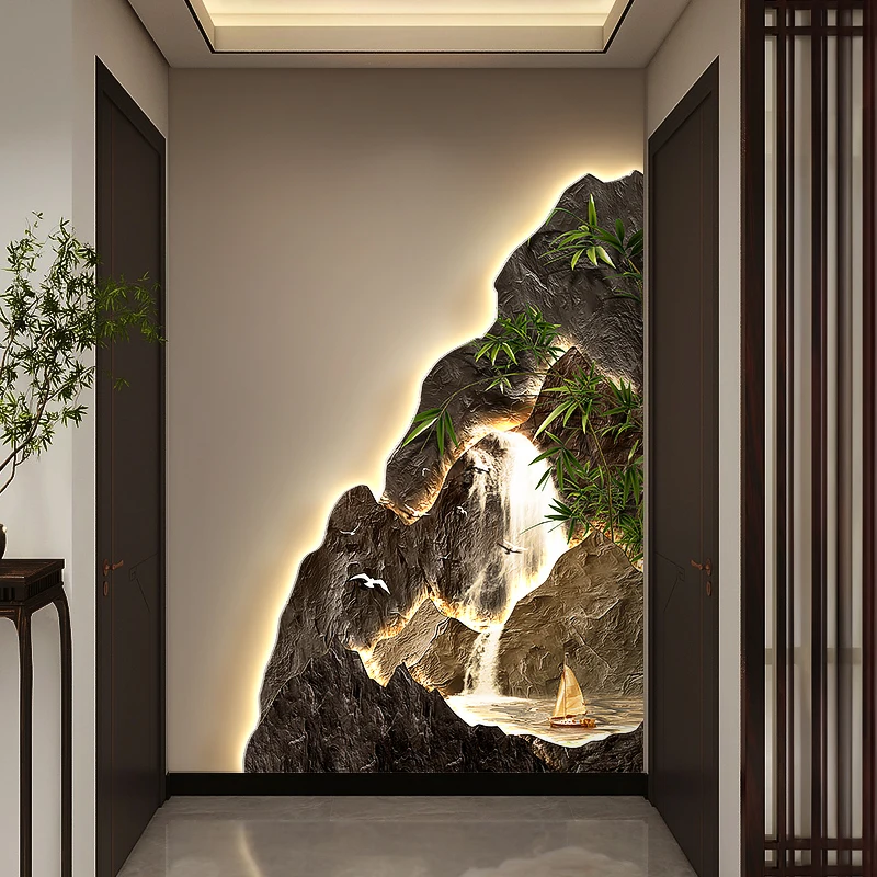 2024 New Flow Generating Wealth, Entrance Decoration Painting, High end Corridor Mural, Landscape Hanging Painting