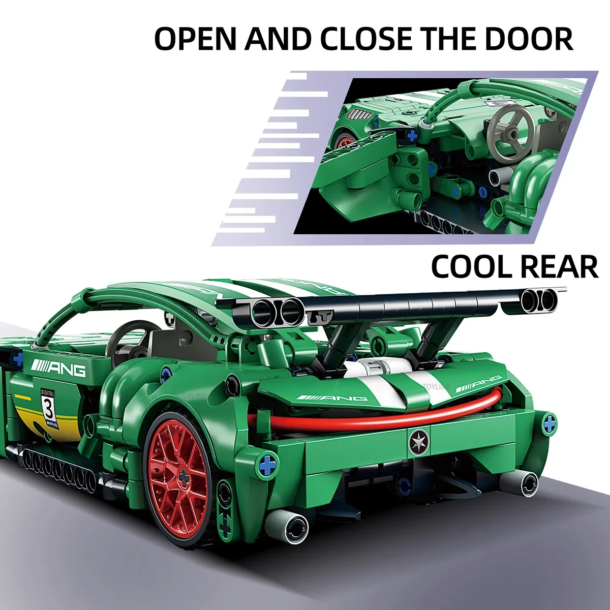 Zestaw klocków wyścigowych, 456 elementów, techniczny model samochodu wyścigowego, zabawki samochodowe z napędem pull-back dla chłopców, klocki, prezenty świąteczne
