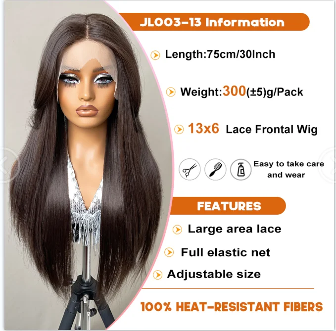 13x6 Synthetische Lace Front Perücken 30 Zoll Lange Gerade Blonde Perücke Für Schwarze Frauen Natürliche Ombre Braun Cosplay Highlight Spitze Perücke – Detail 16