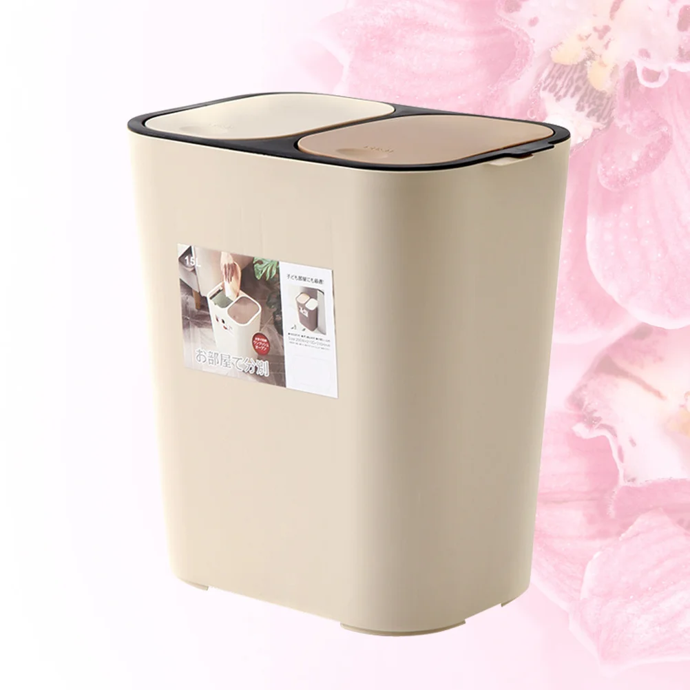 

1Pcs Dual-Layer Garbage -Friendly PP Material Wet Dry Separation Rubbish Container Home Office Use Home Trash Can