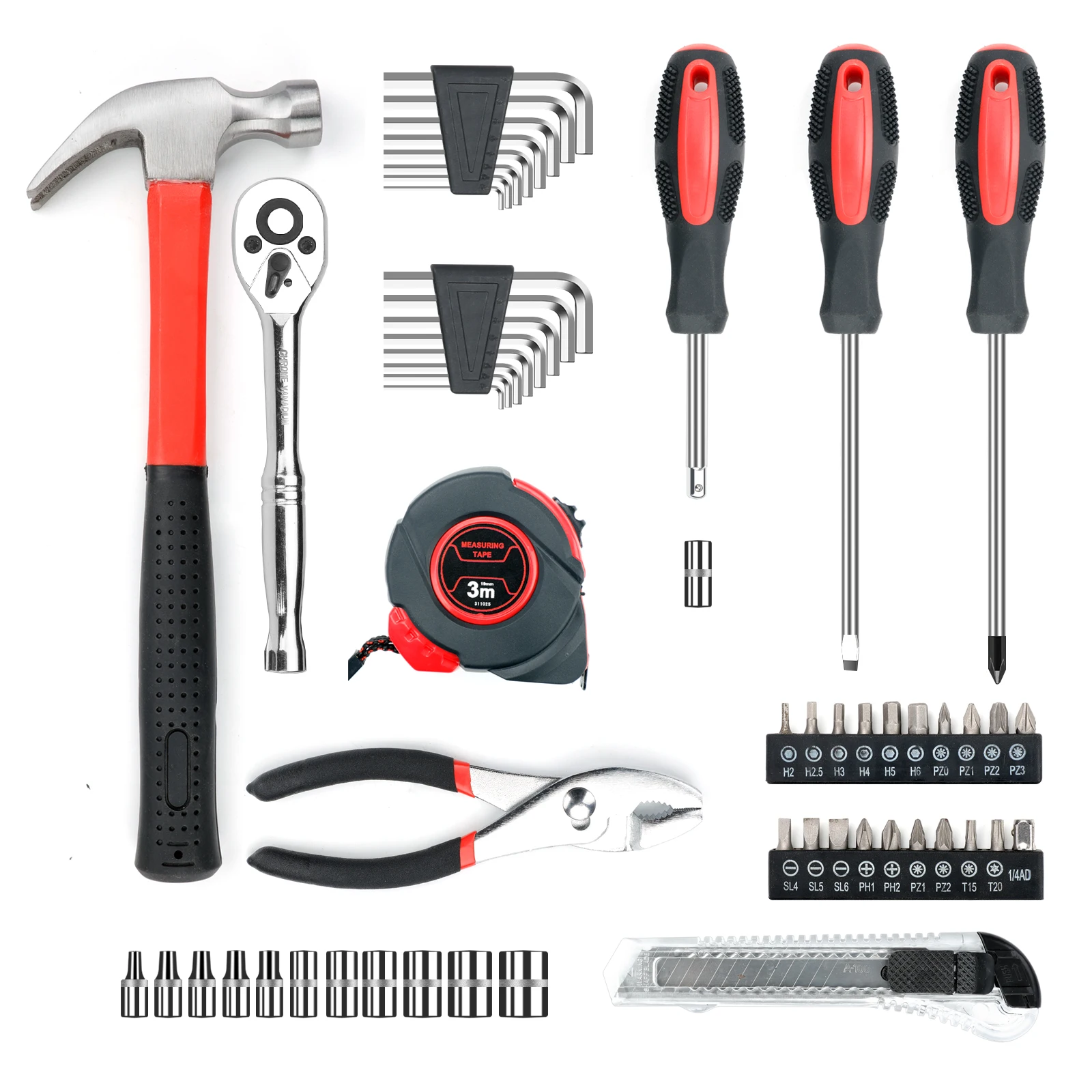 Tool Set 57 Pcs,AIRAJ General Household Tool Kits with DIY Tools Suitable for Daily Maintenance,Home & Office Tool Kit Set