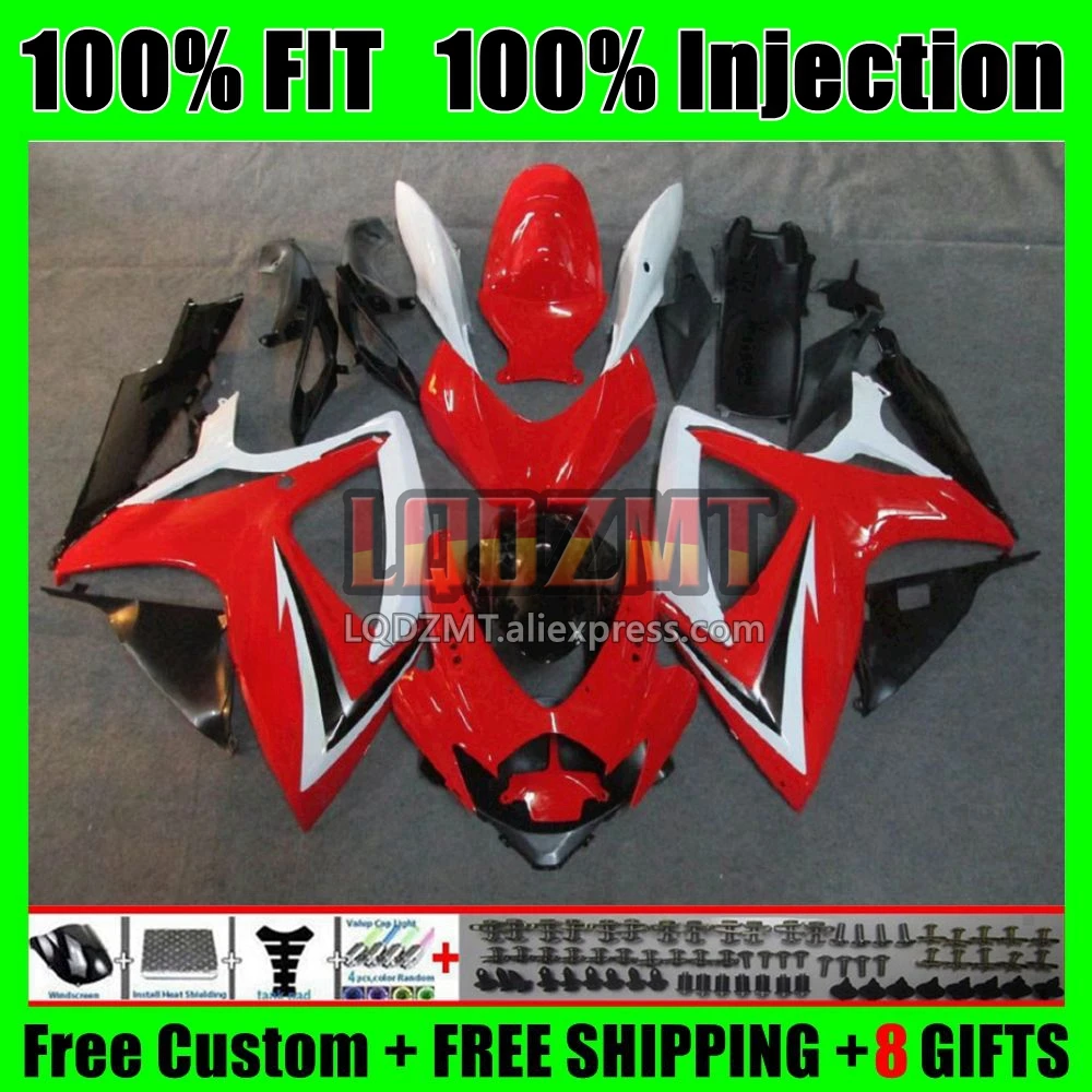 Injection Body For SUZUKI GSXR600 Glossy red K6 GSXR750 GSXR 600 750 4No.19 GSX R750 GSXR-750 06 07 GSX-R600 2006 2007 Fairing