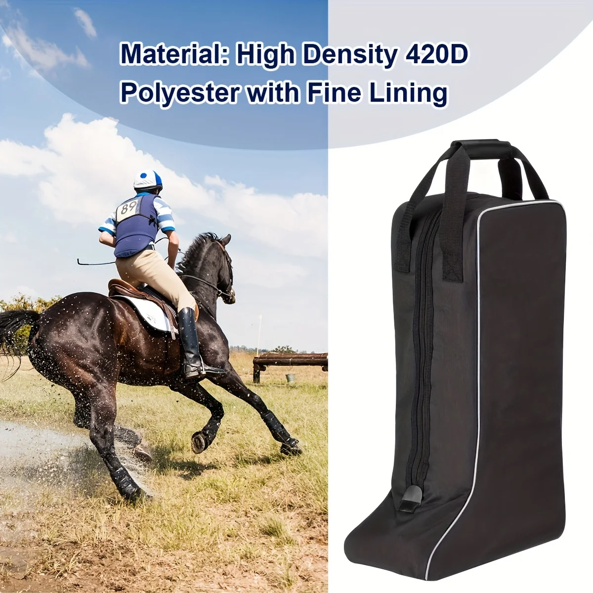 دائم عالية الكثافة أكسفورد القماش الفروسية التمهيد حمل حقيبة تصميم مريح مقابض قوية معدات الحصان ركوب الملحقات #2