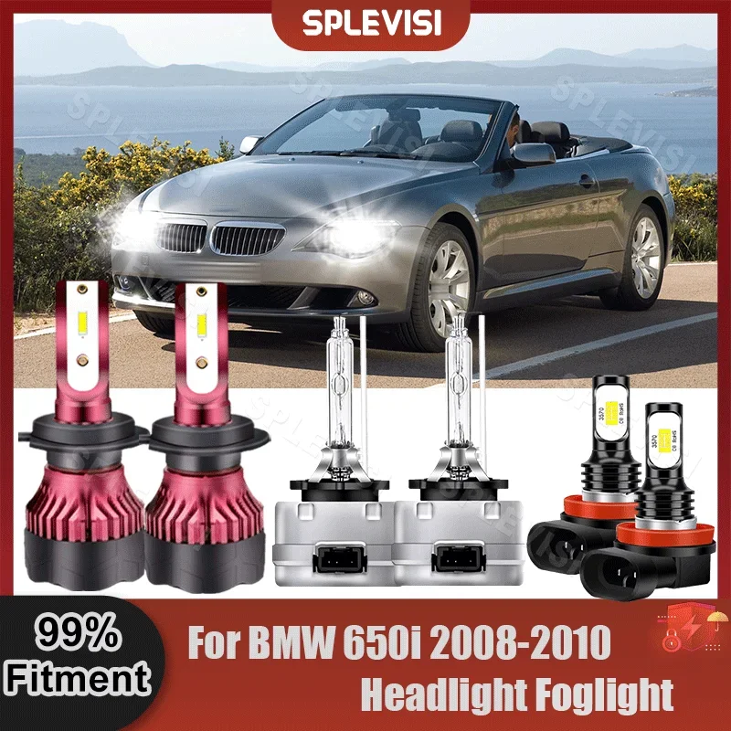 

6000K White LED High Beam Low Beam Xenon Lamp Foglamp H7+D1S+H11 Combo Bulbs 340W 37000LM For BMW 650i 2008 2009 2010 Plug &Play