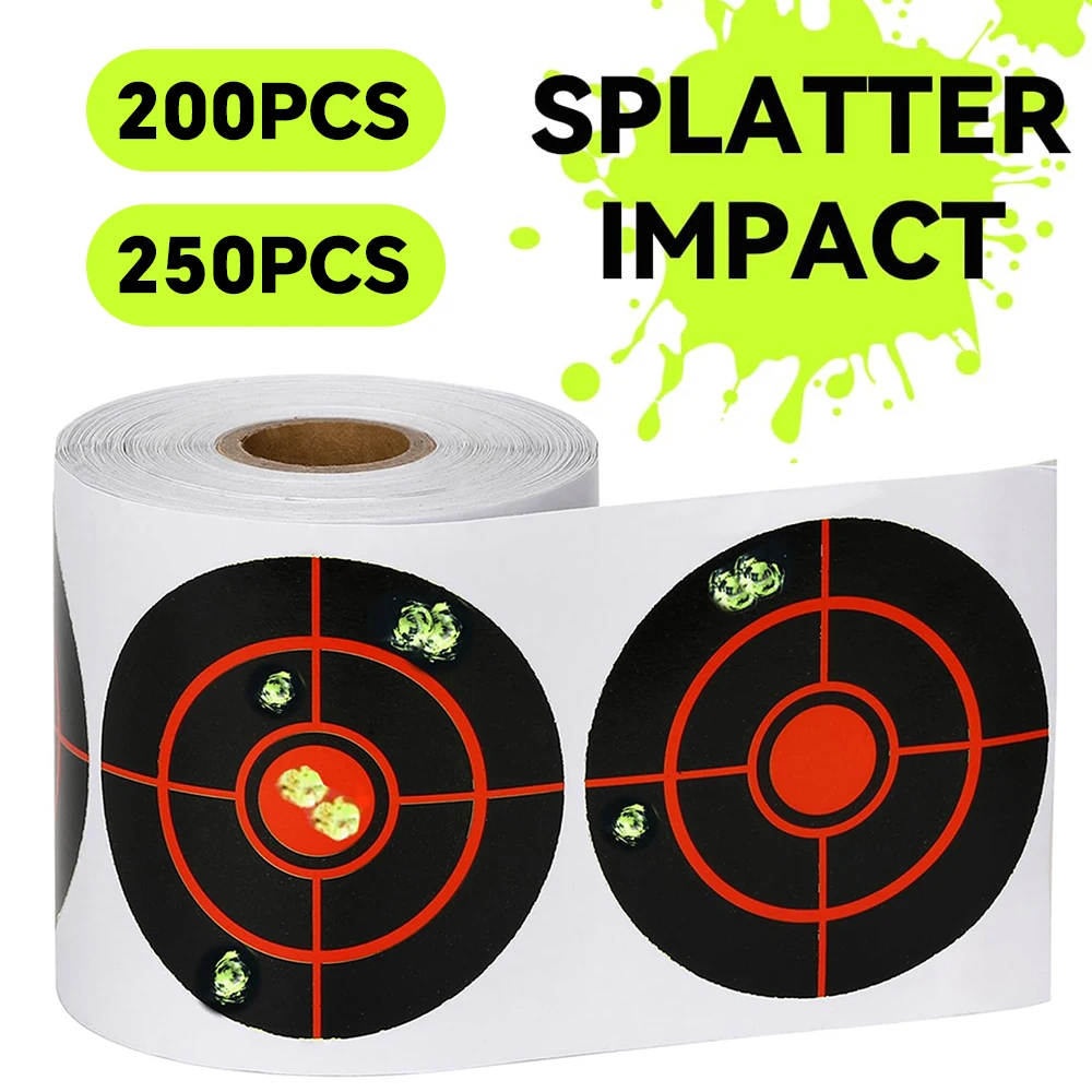 100/200/250Pcs Shooting Targets Splatter 3in Target Stickers Self Adhesive Paper Targets for Shooting Range Handgun Archery