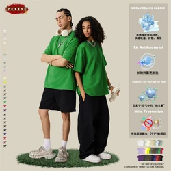 ZODF New 2025 Spring Summer 235gsm Solid Cotton T-Shirts For Men Women Unisex Loose Basic T Shirt Tees Brand Tops HY0970