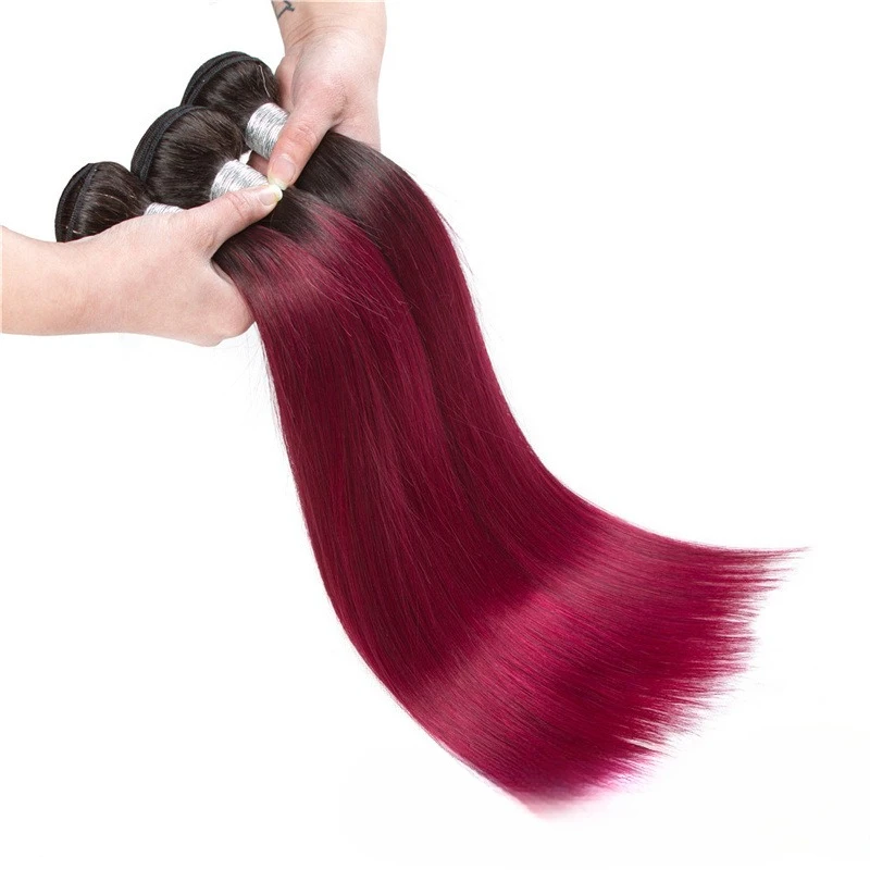 Bestseller T1b99J Ombre Glattes Echthaar-Bündel/1 Stück Brasilianisches Jungfrauenhaar Remy für Einnäherweiterungen und Perückenherstellung – Detail 6