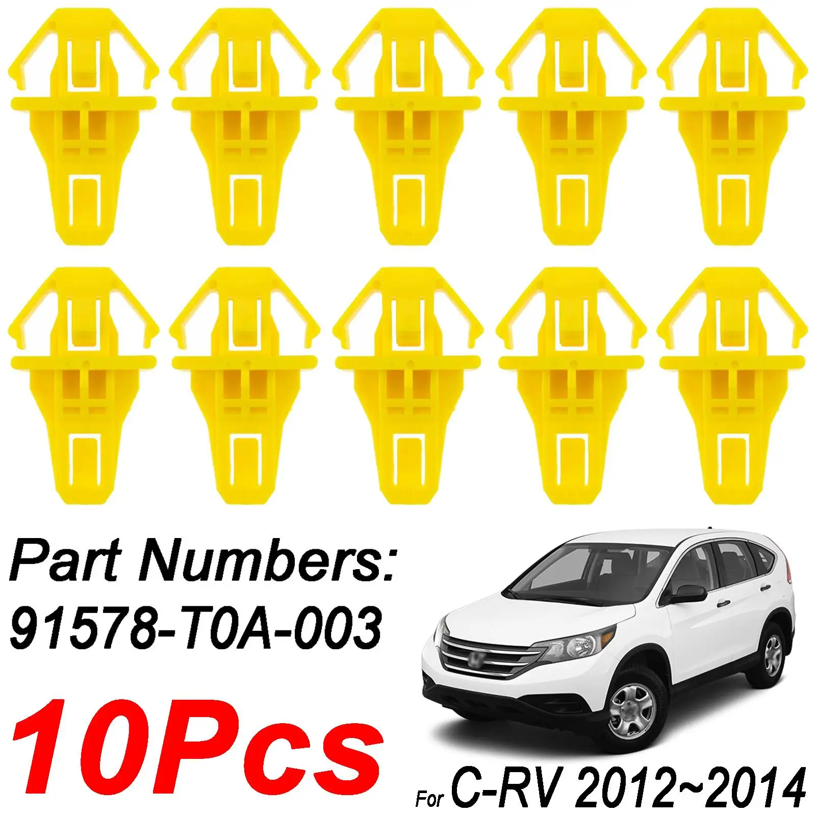 10x Nylon Car Fastener Grille Bumper Moulding Clips For Honda CR-V 2012 2013 2014 91578-T0A-003 Yellow