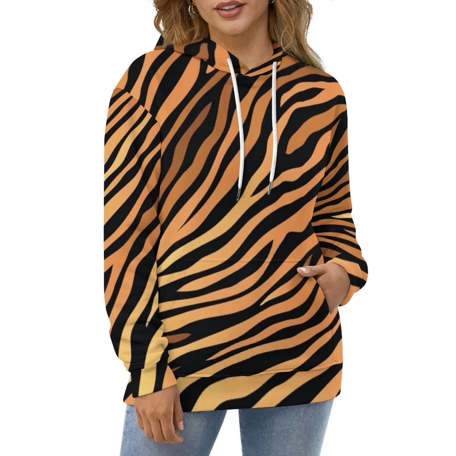 

Tiger Print Hoodies Wild Animal Stripes Hip Hop Casual Pullover Hoodie Long Sleeve Y2k Graphic Sweatshirts Birthday Gift