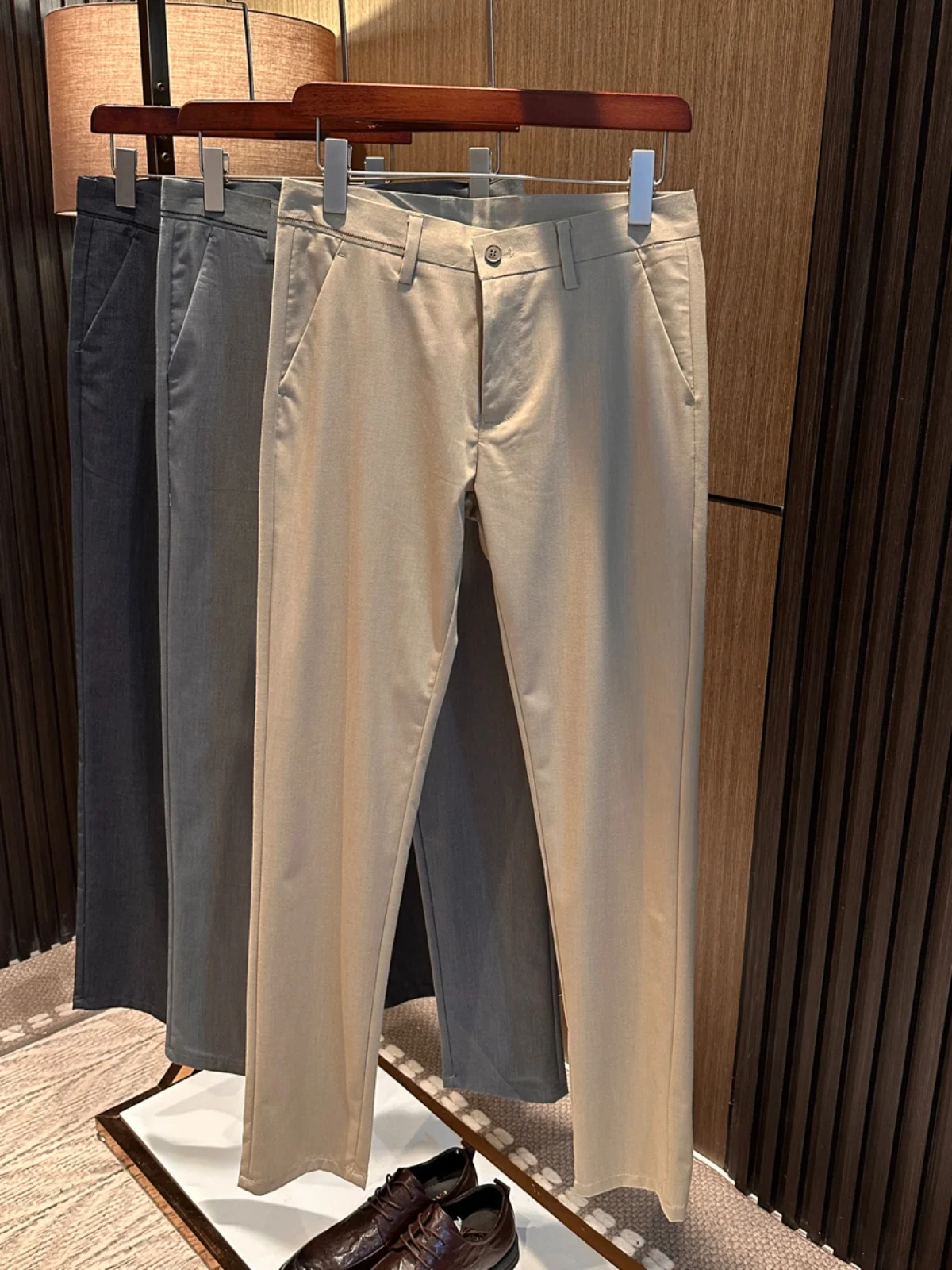 

Classic Busin Casual Men's Pure Color Straight Leg Summer New Sle Premium Quali Versatile Casual Trousers