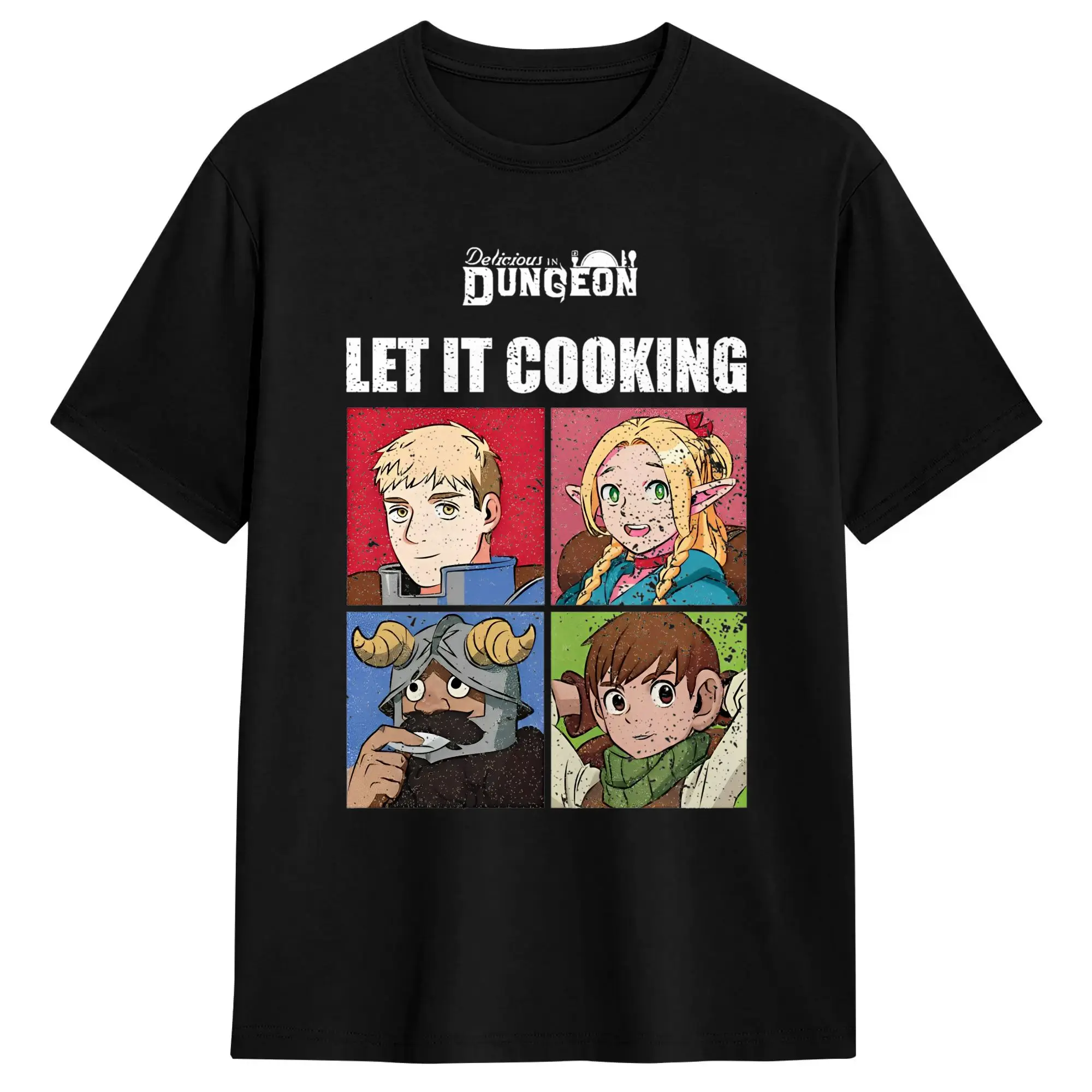 Copia De DELICIOUS IN DUNGEON LEI IT COOKING T Shirts Cotton Funny T-Shirts Round Neck  Tees Short Sleeve Clothing Printed