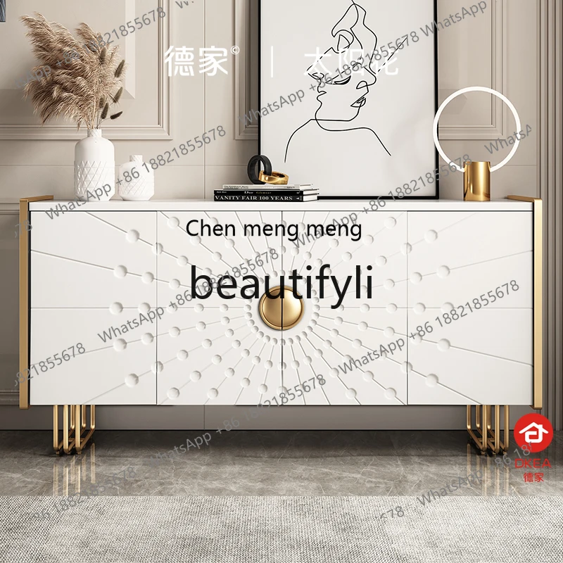 

Italian light luxury porch cabinet entry decorative cabinet foyer partition, modern villa white dining side cabinet H